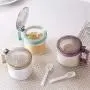 Kitchen Food Storage Jar Airtight Food Storage Kitchen Glass Jar Moisture-Proof Home Multi-Purpose Jam Bottle Cruet Glass Seasoning Box With Spoon Set (Color : Purple)