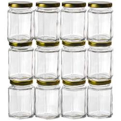 Gojars Hexagon Glass Jars 6oz Premium Food-grade. Mini Jars With Lids For Gifts, Wedding Favors, Honey, Jams And More. (12, 6oz)