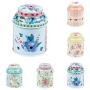 Vintage Blumen Zylinder Mini Tin Box, Samtütel, Tee-Behälter, Lebensmittelbehälter für Tee, Kaffee, Kräuter, Süßigkeiten, Zucker, Gewürze, Kerzen – MT-01