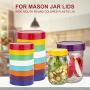 U-smile Mason Jar Lids，16pcs Colorful Plastic Storage Jars Caps Mason Canning Jar Drinking Jars Lids - 8 Wide Mouth Lids & 8 Regular Mouth Lids