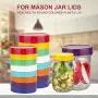U-smile Mason Jar Lids，16pcs Colorful Plastic Storage Jars Caps Mason Canning Jar Drinking Jars Lids - 8 Wide Mouth Lids & 8 Regular Mouth Lids