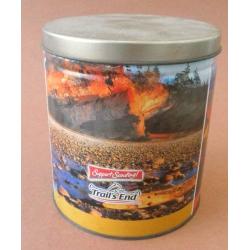 Decorative Trails End Tin Can Storage Container - Container is EMPTY