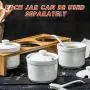Servier Zuckerhutschen Set, 3er-Set Keramik-Lebensmittelfässer mit Bambusdeckel und Keramik-Löffel für Zuhause und Küche, Porzellan-Zuckerbehälter mit Löffel für Zucker, Kaffee, Tee, Gewürze (3-er Set Stil E)