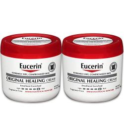 Eucerin Original Healing Cream - Fragrance Free, Rich Lotion for Extremely Dry Skin - 16 oz. Jar (Pack of 2)