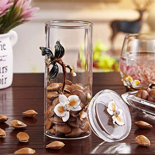 Coffee Jar Tea Jar Crystal Enamel Orchid Storage Container Kitchen Container 14Oz / 400Ml