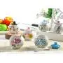 ländliche Village Retro Blumen Lavendel Keramik Zucker Schale Set Zuckerdispenser mit Deckel Löffel Salztopf Pfeffer Lagerbehälter Würze-Rastplatz Behälter für Küche