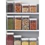 HOMELUNY Set of 4 Clear Airtight Jars Plastic Food Storage Jars with Lids Moisture-proof Storage Jars for Candy, Cookie, Rice, Sugar,Flour,Snacks Keeping Food Dry & Fresh Triangle Gray 800ml
