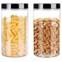 6 Pack 32oz / One Quart Clear Plastic Jars with Black Ribbed Lids. BPA Free PET Food Canisters for Kitchen &amp; Household Storage of Dry Goods, Peanut Butter,Nuts,Cookie,Pie and More.