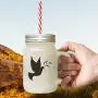 Soft Pink Red Dove Christmas Image Frosted Glass Mason Jar With Straw Soft Pink Red Dove Christmas Image Frosted Glass Mason Jar With Straw