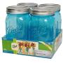 Ball Mason Jars 32 oz Wide Mouth Aqua Blue Colored Glass Bundle with Non Slip Jar Opener- Set of 4 Quart Size Mason Jars - Canning Glass Jars with Lids and Bands