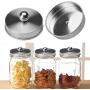 Freebily 2pcs Rustproof Stainless Steel Apothecary Storage Lids Covers for Diameter 70mm Regular Mouth Mason Jars Silver One Size