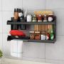 LYNNTLJ Wall Mounted Spice Racks,2-Tier Space Aluminum Kitchen Spice Holder,for Spice Jar and Bottle Storage/Black / 59.6x16x28.6cm