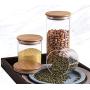 Clear Acrylic Storage Jars Containers with Airtight Seal Bamboo Lid for Bulk Food Storage, Modern Design Kitchen Canisters Coffee Beans Jar 15oz