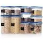Shazo Food Storage Containers 20-Piece Set (10 Container Set) - Airtight Dry Food with Innovative Dual Utility Interchangeable Lid, FREE 14 pc Measuring Cups/Spoons, One Lid Fits All, Freezer Safe