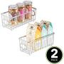 mDesign Metal Farmhouse Kitchen Pantry Food Storage Organizer Basket Bin - Wire Grid Design - for Cabinets, Cupboards, Shelves, Countertops, Closets, Bedroom, Bathroom - Small, 2 Pack - Chrome