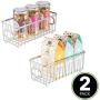 mDesign Metal Farmhouse Kitchen Pantry Food Storage Organizer Basket Bin - Wire Grid Design - for Cabinets, Cupboards, Shelves, Countertops, Closets, Bedroom, Bathroom - Small, 2 Pack - Chrome