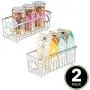 mDesign Metal Farmhouse Kitchen Pantry Food Storage Organizer Basket Bin - Wire Grid Design - for Cabinets, Cupboards, Shelves, Countertops, Closets, Bedroom, Bathroom - Small, 2 Pack - Chrome