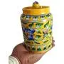 Handgemachte Keramik-Behälter Set, 500 ml + 250 ml, blaue Keramik-Achar-Gläser, dekorative Keramik-Schutzgläser für Küche, ideal zur Aufbewahrung von Nüssen/Snacks/Gewürzen/Essiggurken/Desserts