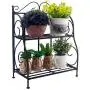 Sunnyglade Spice Rack, 2-Tier Foldable Shelf Rack Kitchen Bathroom Countertop, 2-Tier Standing Storage Organizer Spice Jars Bottle Shelf Holder Rack -Black