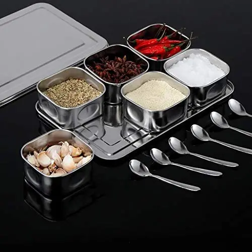 DUDDP Storage Spice lar set Seasoning Container Stainless Steel Kitchen Seasoning Storage Box Tray Spice Jars Storage Box Organizer Salt Pepper Container DUDDP Storage Spice lar set Seasoning Container Stainless Steel Kitchen Seasoning Storage Box Tray Spice Jars Storage Box Organizer Salt Pepper Container