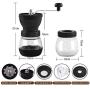 Bochionyu Manual Coffee Grinders, Portable Hand Coffee Mill with Adjustable Ceramic Burrs, Cleaning Brush, Glass Storage Jars, Silicone Non-Slip Mat, Silicone Dust-Proof Cover for Beans, Easy to Clean (Black)