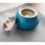 Japanese Retro Floral Handmade Sugar Bowl Lidded Bowl Sugar Dispenser Salt Pepper Storage Jar Pot Sugar Container Seasoning Pot Holder for Home and Kitchen,Blue