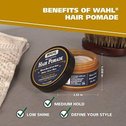 Wahl Hair Pomade for Hair Styling with Essential Oils for Control, Hold & Shine – Manuka Oil, Meadowfoam Seed Oil, Clove Oil & Moringa Oil – 2.5 Oz