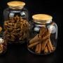 Cabilock 900ml Bamboo Lid Storage Jar Borosilicate Glass Storage Jar Candy Jar Spice Jars Glass Storage Tank for Sugar Candy Cookie