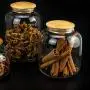 Cabilock 900ml Bamboo Lid Storage Jar Borosilicate Glass Storage Jar Candy Jar Spice Jars Glass Storage Tank for Sugar Candy Cookie
