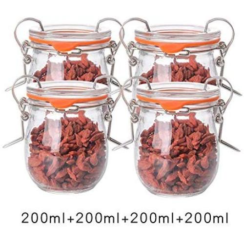 Yl Ly Glass Bottle Sealed Jar Passion Fruit Honey Lemon Transparent Jar Household Grain Storage Tank Double Buckle Drum Belly 200Ml4