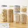 Ensemble de contenants en plastique transparent avec couvercle pour le stockage de denrées alimentaires, bouteilles, pots, grains secs, conserve de produits secs, pf91611, S abricot. Ensemble de contenants en plastique transparent avec couvercle pour le stockage de denrées alimentaires, bouteilles, pots, grains secs, conserve de produits secs, pf91611, S abricot.