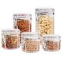 Oggi 9322 5-Piece Acrylic Canister Set with Airtight Clamp Lids-Food Storage Container