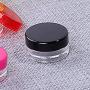 12 Pieces 3g Empty Cream Containers Round Cosmetic Jars Clear Plastic Cosmetic Sample Containers with 12 Pieces Pressure Sensitive Films for Cream Eye Shadow Nails Powder Black Lid