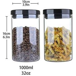 IDEALUX Pack of 2 Glass Storage Jars with Lids,Round Food Grade Air Tight Containers,Multi Purpose Jar BPA Free 33oz