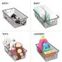 mDesign Modern Farmhouse Metal Wire Storage Organizer Bin Basket with Handles for Kitchen Cabinets, Pantry, Closets, Bedrooms, Bathrooms - 16.25" Long, 8 Pack - Bronze