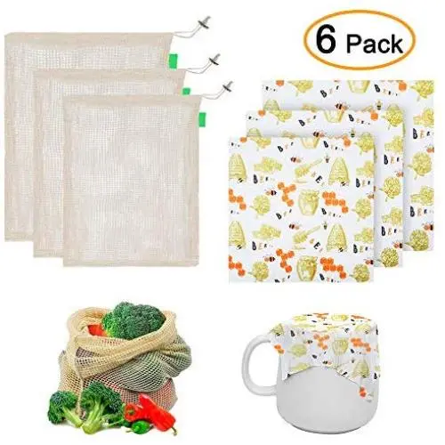 Wrap Food Storage Kit,Include 3Pcs Beeswax Food Wrap 3Pcs Cotton Mesh Bags,Eco-Friendly Washable, Food Cover Wrap Food Storage Kit,Include 3Pcs Beeswax Food Wrap 3Pcs Cotton Mesh Bags,Eco-Friendly Washable, Food Cover