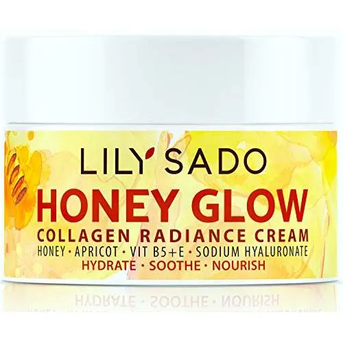 NEUE LILY SADO Honigstrahlkraftige Kollagen-Hautpflege – Tages-Gesichtslotion – mit Manuka Honig, Aprikose, Kollagen und Hyaluronsäure – Anti-Aging für Falten, feine Linien und Augenringe