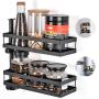 Spice Rack Organizer for Kitchen, Door Mount, Wall Mounted - Set of 2 Tiered Hanging Shelf for Spice Jars - Storage in Cupboard, Kitchen or Pantry - Bathroom Shower Storage Corner Pole Black