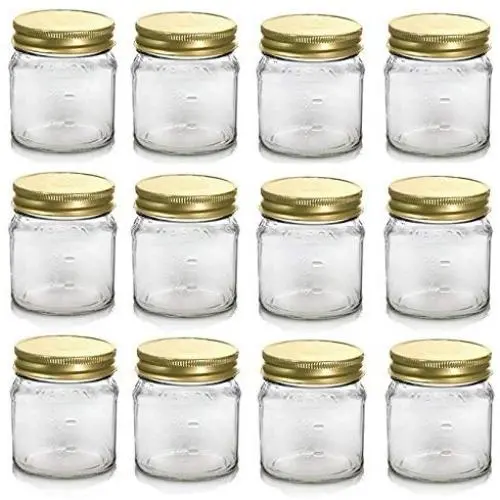 Nakpunar 12 Stück 8 oz Glas Mason Messbehälter mit Goldverschlüssen