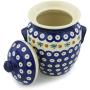 Polish Pottery 6?-inch Jar with Lid and Handles (Mosquito Theme) + Certificate of Authenticity