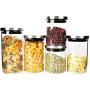 Triangle Stackable Glass Food Storage Containers with Stainless Steel Airtight Lid, Set of 5, Glass Storage Jar for Pasta, Tea, Coffee, Cookies, Snacks