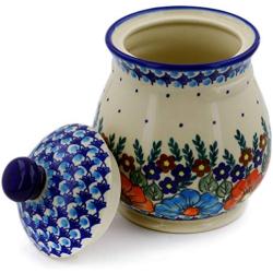 Polish Pottery 8-inch Jar with Lid (Bold Poppies Theme) Signature UNIKAT + Certificate of Authenticity