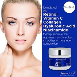 5 in 1 Retinol, Vitamin C, Collagen, Hyaluronic Acid and Niacinamide | Potent Face Cream which May Help Improve Appearance of Fine Lines and Wrinkles and Reduce Appearance of Dark Spots | 2 oz / 60ml