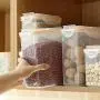 UPKOCH Airtight Food Storage Container Cereal Container Snacks Pantry Plastic Containers Food Storage Box for Home (White + Orange 1000ml)