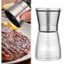 Uplord Salt and Pepper Grinder Set,6oz Stainless Steel Mill Shakers,Spice Mill with Brushed Stainless Steel,Glass Body Seasoning Bottle, Adjustable Coarseness