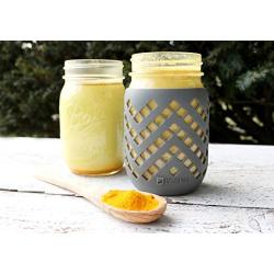 JarJackets Silicone Mason Jar Sleeve - Fits 16oz (1 pint) REGULAR-Mouth Jars | Package of 4 (Charcoal)