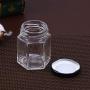 UPKOCH 45ML Hexagon Transparent Glass Bottle 60g Honey Storage Bottle Empty Jar Nut Sugar Canister Tank for Home Kitchen (Picture 1)