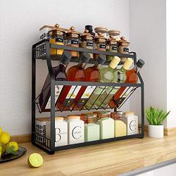 Bottle Shelf, Metal Seasoning Storage Rack 3 Tier Cans Spice Jar Holder Standing Countertop Rack for Kitchen Bathroom,45CM