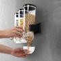Wall-Mounted Dry Food Dispenser with 3 Bottles, Cereal Grain Dispensers, Plastic Food Storage Cereals Storage Tank Transparent Sealed Jar for Kitchen Home