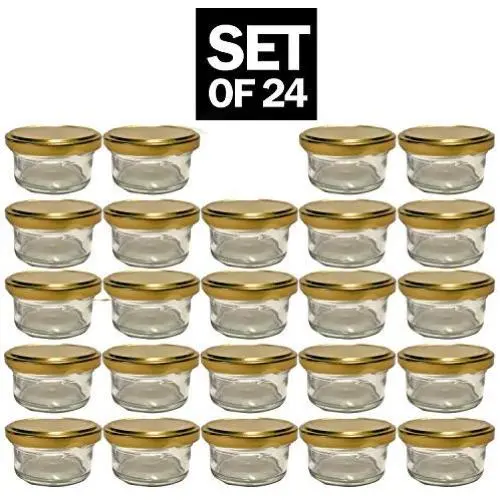Small Mini Glass Jars With Tin Lids - 24 pack x 2 oz ? All Purpose Empty Storage Jars Small Mini Glass Jars With Tin Lids - 24 pack x 2 oz ? All Purpose Empty Storage Jars